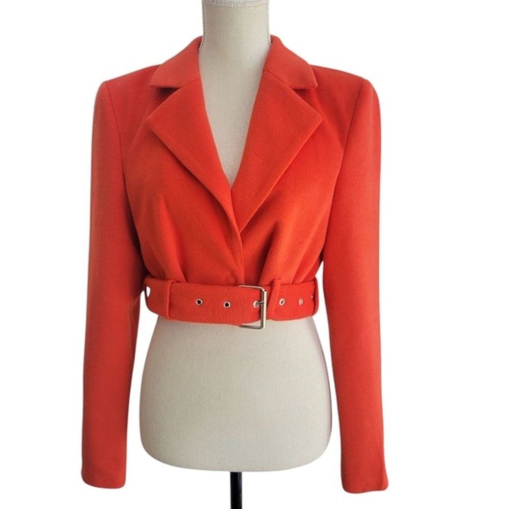 MAJORELLE Vibrant Orange Belted Cropped‎ Blazer Judy jacket size XS